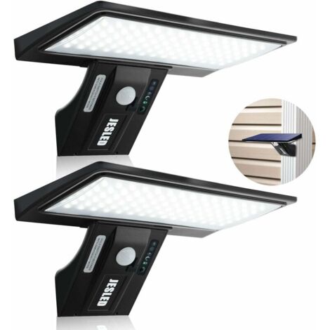 2600mAh Détecteur de Mouvement Éclairage Solaire Extérieur Étanche Sans Fil Lampe de Sécurité Lampe Mural pour Jardin(2 Pack 90 LED )