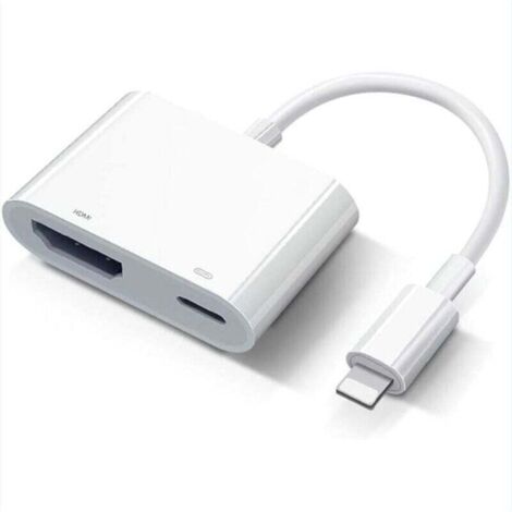 RHG Adaptateur AV numérique Apple Lightning Adaptateur Lightning vers HDMI certifié Apple MFi Connecteur de câble HDMI Écran de synchronisation 1080P vers TV/HDTV/Moniteur/Projecteur Compatible avec i (1/4)
