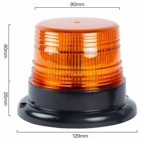Biqing Gyrophare LED Orange 12V-24V, Rond Stroboscopique