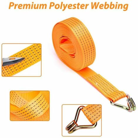 2x Sangle D'Arrimage 6m Avec Cliquet Et Crochet - 400/800 Kg Certifié TÜV - Rembourrée Pour Moto Et Remorque