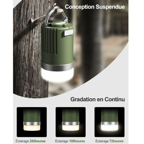 Lampe d'extérieur LED rechargeable par USB - Lampe de secours portable à piles - Lanterne de camping pour terrasse, véranda, jardin - Blanc