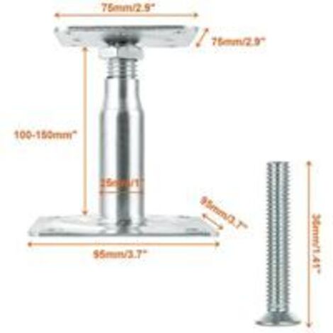Lot De 4 Supports De Poteau Surélevés Galvanisés Réglables