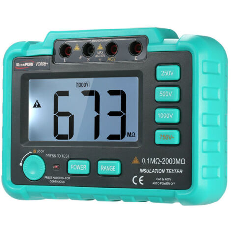VURAHOME - Testeur de résistance d'isolement numérique LCD mégohmmètre mégohmmètre DC250V/500V/1000V AC750V (1/5)