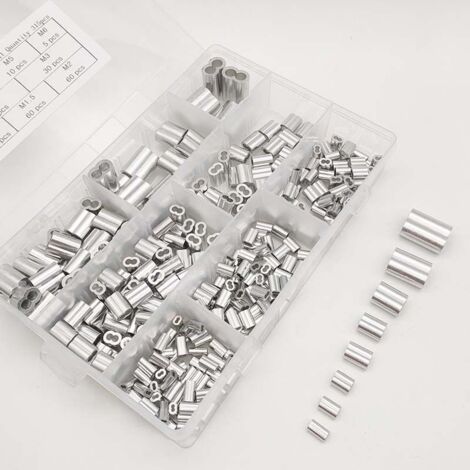 Manchon Aluminium Câble,100 PCS Manchons à Sertir en Aluminium Boucle