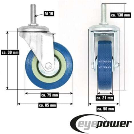 Lot de 4 Roulettes pour Meubles,50mm Roulette Charge Lourde avec 20 Vis 1 Tournevis,Roulette
