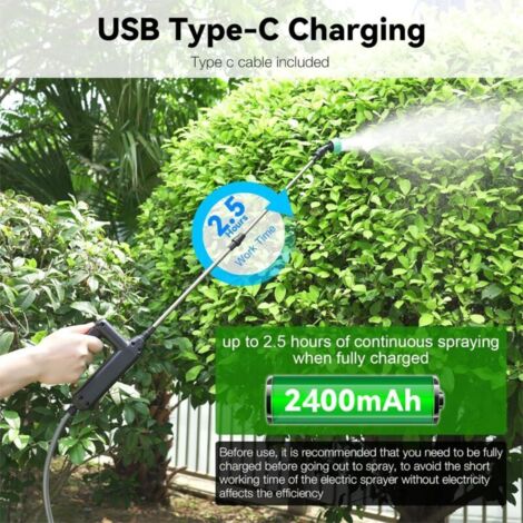 Pulvérisateur électrique Jardin 5 L - Avec 3 Buses, Lance Télescopique Et Sangle, Pour Arrosage Et Traitement