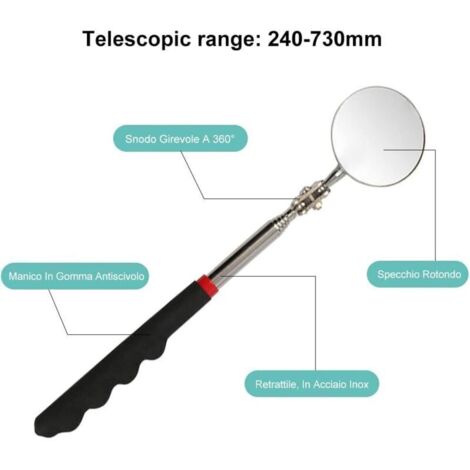 Miroir D'inspection Télescopique - Diamètres 51 Mm Et 30 Mm - Acier Inoxydable - Pour Mécanique, Bricolage