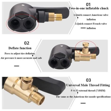 Tête De Pompe Multi-valves Pour Vélo – Adaptateur Valve Britannique, Américaine, Française – ABS, Compact Et Précis