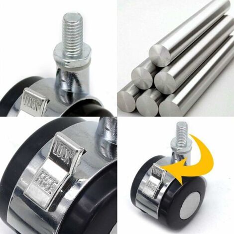 Lot De 4 Roulettes Pivotantes 2 Pouces En U Pour Meubles - Avec Vis, Charge 81 Kg
