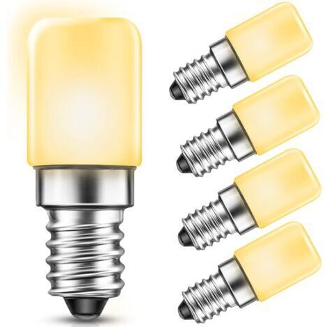 RHG Ampoule Frigo, 1.5W Lampe E14 LED pour Refrigerateur, Équivalent 15W Incandescent, Blanc Chaud 2700K, 135LM, Non Dimmable, Petit Ampoule LED E14 pour Frigo, Hotte Cuisin, Lampe de Sel, Lot de 4 (1/5)