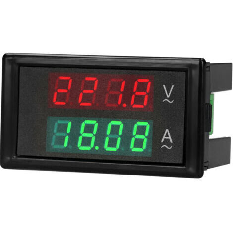 RHG Voltmètre-ampèremètre numérique 80-300 V CA 100 A avec double affichage LED vert/rouge et transformateur de courant (1/4)