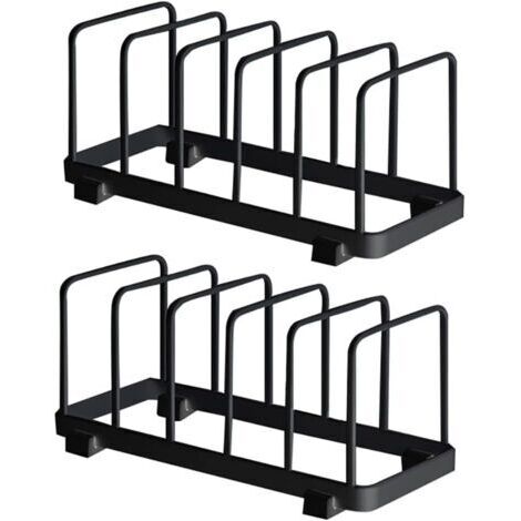 RHG Assiette Organisateur, Égouttoir à Vaisselle, Supports à Assiettes, Organisateur d'Étagère à Assiettes, Rangement de Planche à Découper pour Cuisine Comptoir Placard (Noir, 2 Pièces) (1/4)