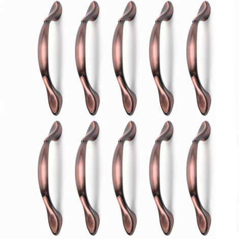 RHG 10 pcs Vintage Poignées de Porte de Meubles, Poignées d’Armoire Vintage en Forme d’Arc Poignée Tirer Meubles (Entraxe des trous 96 mm, bronze rouge) (1/5)