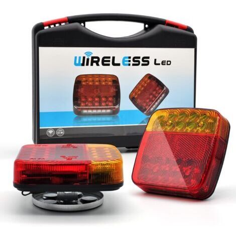 RHG 2 Pack Eclairage arrière Feux Led sans fil WiFi pour remorque,kit éclairage arrière LED Feux Arrière Base Aimanté Pour Auto Camion Tracteur Remorque Caravane (1/5)