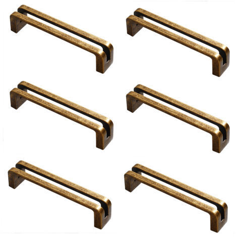 RHG 6 pièces poignées de placard cuisine en laiton antique, Poignee de Meuble Cuisine Laiton antique 96mm,Poignées de Tiroir de Meubles, pour Bureaux, Tiroirs, Armoires (1/5)