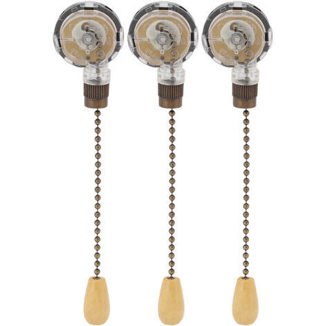 RHG 3Pcs Interrupteur à tirette pour ventilateur de plafond, Remplacement anti-corrosion, Commande de lumière à chaîne 250V 3A 125V 6A (1/5)