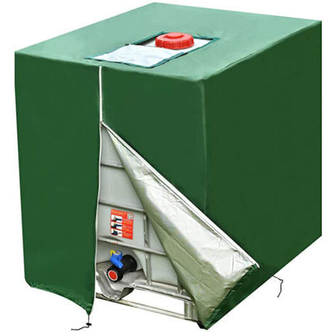 RHG Bache pour Cuve 1000L IBC, 420D Réservoir d'eau Couvercle, Anti-UV Housse Protection Cuve, Bâche de Protection Cuve IBC avec Fermeture éclair, 120 x 100 x 116 cm(Vert) (1/5)