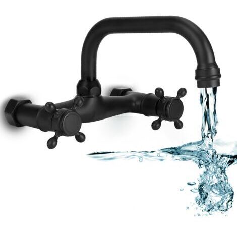 RHG Robinet de salle de bain monté sur mur en cuivre, mitigeur de baignoire à deux commandes d'eau chaude et froide (1/5)