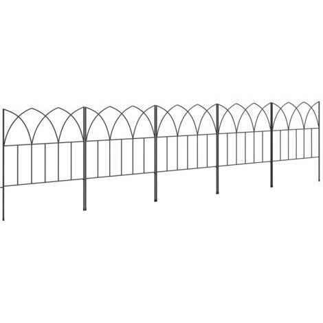 RHG Lot de 5 Panneaux de Clôture DécoratifsMétal, Bordure de Jardin, Parterre de Fleurs205 × 45,5 cm (1/5)