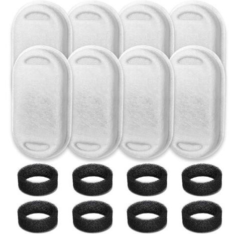 RHG Lot de 16 Filtres de Rechange pour Fontaine à Eau8 Filtres Charbon + 8 ÉpongesCompatibles Fontaines Acier Inoxydable 2L 3.2L (1/5)