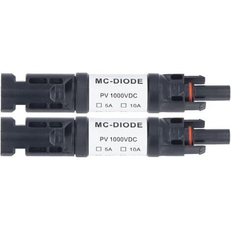 RHG Lot de 2 Pièces de Connecteur PV Solaire 1000 V connecteur MC4,Diode Anti-retour Intégrée IP68 étanche pour Connexion Panneau Solaire(20A) (1/5)