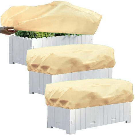 RHG Lot de 3 housses rectangulaires pour jardinières, protection hivernale contre le gel, avec cordon de serrage, pour balcon ou rebord de fenêtre (59,1 x 15,7 x 17,7 pouces) (1/5)