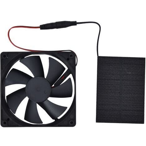 RHG Kit de Panneau Solaire, Ventilateur Solaire Multifonction 5 V, Ventilateur D'extraction Portable Extérieur, Mini Ventilateur Alimenté par Panneau Solaire pour Petits Poulaillers, Serres, Niches