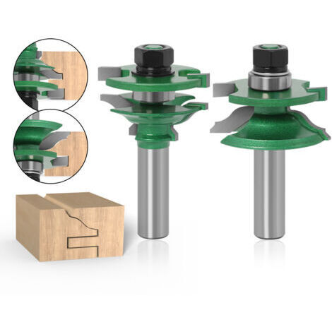 RHG Ensemble de 2 couteaux pour panneaux de porte, manche de 12 mm, pour mortaise, travail du bois, mortaises et rainures, rails d'armoires, onglets (vert) (1/5)