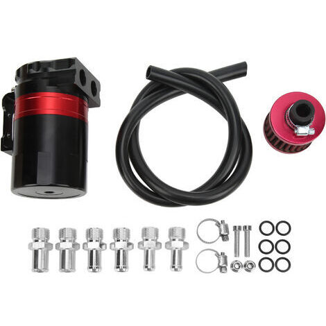 RHG Récupérateur d'huile de voiture, déflecteur interne, filtre à double chambre, Protection du moteur en alliage d'aluminium, universel rouge (1/5)