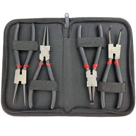 RHG Lot de 4 Pinces à Circlips 6 Pouce 150mm Droite Courbe Interieur Extérieure Ensembles de Pinces avec Housse de Conservation Poignée Antidérapante (1/5)
