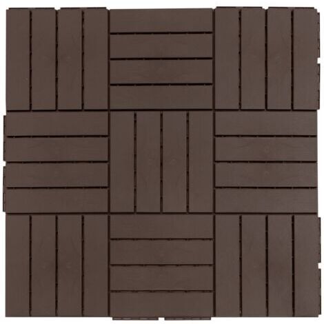 RHG Carrelage de Terrasse 30x30 cm - Lot de 9 (0,81 m²) - Système de Clic et Drainage - Pour Balcon et Jardin - Marron (1/5)