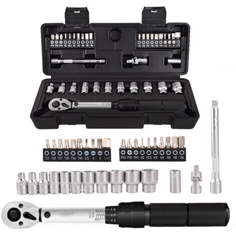 RHG 2-20 nm 1/4 combinaison de bit de socket de clé préréglé 35 dans 1 ensembles de ménages kit d'outils de l'utilitaire polyvalent box de bicyclette à main (1/5)