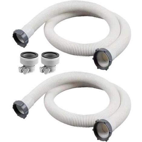 RHG Lot de 2 Tuyaux + 2 Adaptateurs pour Filtre Piscine Intex 29060E, Longueur 150 cm, Diamètre 38 mm