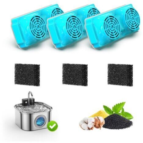 RHG 6 Filtre Fontaine Eau Chat: Filtre Fontaine à Eau pour Chat pour 3.2L Fontaine INOX - Multiple Filtration (3 Filtres à Charbon + 3 Filtres Mousse) (1/5)