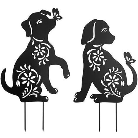 RHG 2 statues métal chien silhouette jardin pelouse (1/5)