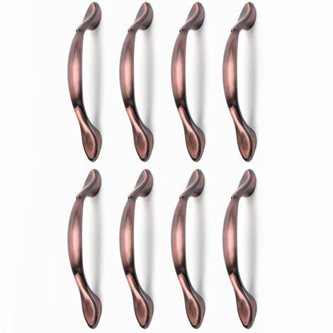 RHG 8 pcs Vintage Poignées de Porte de Meubles, Poignées d’Armoire Vintage en Forme d’Arc Poignée Tirer Meubles (Entraxe des trous 96 mm, bronze rouge) (1/5)