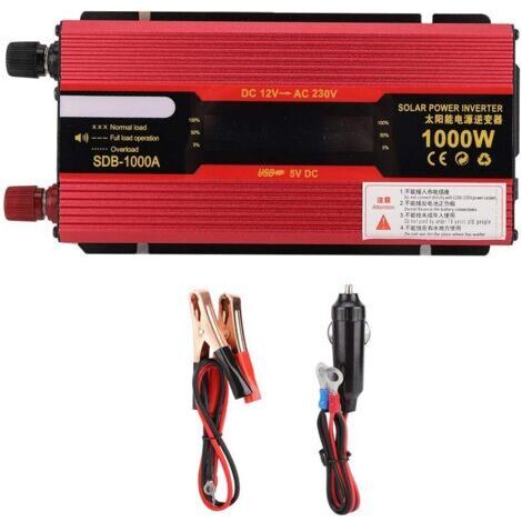 RHG Onduleur solaire, Onduleur 1000W Onduleur Onduleur solaire 12V à 220V 1000W 50Hz, avec technologie de puce avancée, onduleur solaire(12v à 220v) (1/5)