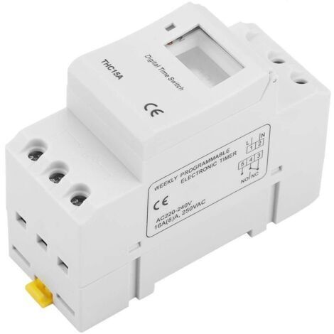 RHG Interrupteur Minuterie Numérique THC15A 220-240VAC 16A Interrupteur Minuterie Programmable Numérique sur Rail DIN (1/5)