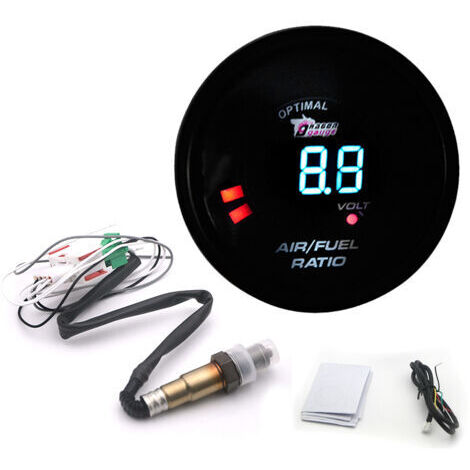 RHG Kit de jauge de rapport air/carburant numérique 2 en 1, 52 mm, bande étroite, 12 V, avec capteur d'oxygène O2, accessoires de modification automobile (1/5)