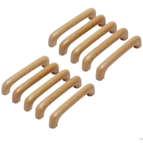 RHG 10 Pièces Poignée de Meuble Bois, Poignée Meuble Cuisine Placards Poignee Porte, Espacement des Trous 128mm, pour Meubles de Cuisine et Tiroirs (1/5)