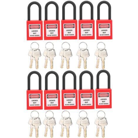 RHG 10 Ensembles 38mm Lockout Lock Antipoussière Nylon Ingénierie Industrielle Isolation Sécurité Outil pour Usines Rouge (1/5)