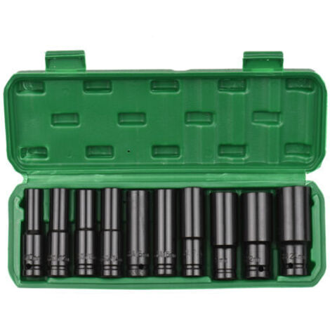 RHG 1/2 pouce de prise de conduite HEX SECKET IMPACT SET 10 pièces Deep Metric Tones 10-24mm CR-V avec boîte de rangement dure (1/5)