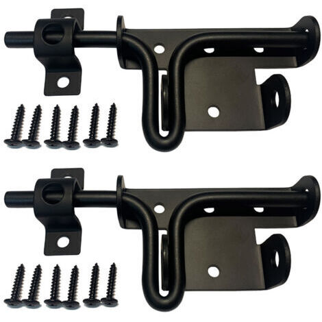 RHG Verrous Loquet Porte à Boulon Coulissant Extérieur, Serrure de Porte avec Trou de Cadenas Inox Targette Loquet de Portail de Fermeture noir(2 articles) (1/4)
