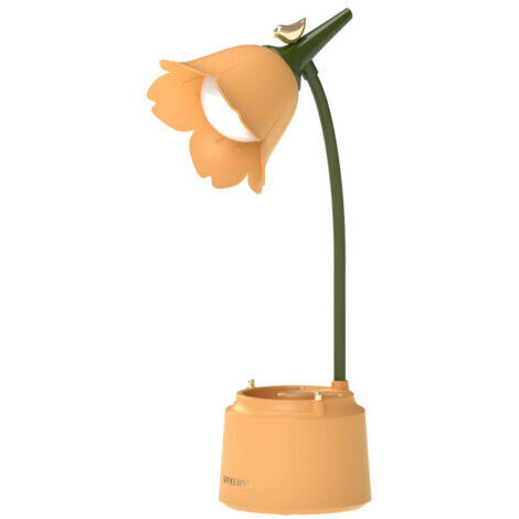 RHG Lampe Fleur Sans Fil à Commande Tactile - Lampe de Bureau LED Dimmable, 3 Modes, Rechargeable USB - Protection des Yeux pour Enfant, Lecture et Apprentissage , Jaune