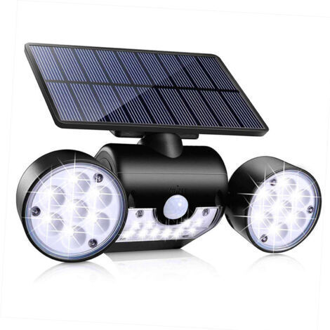 RHG Lampes solaires à détecteur de mouvement, éclairage de garage, éclairage de route, éclairage de jardin extérieur, appliques murales à trois têtes (1/5)