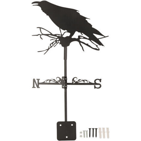 RHG Girouette Corbeau Ornament Vane Météo Weathercock en Fer Métal Elle est parfaite pour la décoration de jardin, de ferme en plein air (1/5)