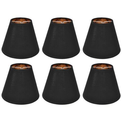 RHG Lot de 6 abat-jours en tissu noir avec doublure doréeClip sur E14Installation rapide pour lampes de sol et lustres (1/5)