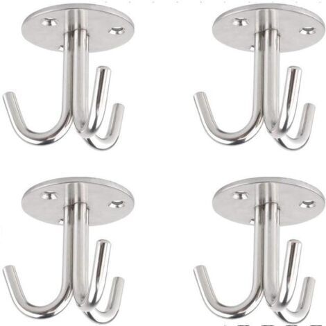 RHG Patère de Fixation au Plafond Crochet, 4 Pièces Crochet en Acier Inoxydable Crochet de Plafond pour Suspension avec Vis Crochet Fixation Plafond Balançoire de Yoga Luminaire Suspendu (1/4)