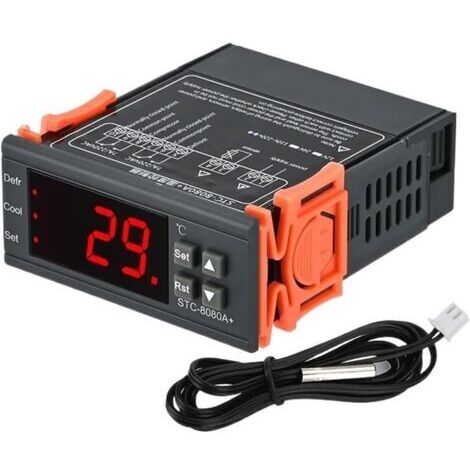 RHG Régulateur de température numérique, STC-8080A+ Thermostat pour réfrigérateur à dégivrage automatique avec sonde NTC 220 V (1/5)