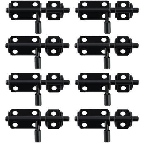 RHG 8pcs Verrou Porte Interieure, Loquet Porte Verrou Pratique, Loquet Porte Exterieur pour Armoire, Tiroir et Jardin, en Acier Inoxydable, Noir (1/5)